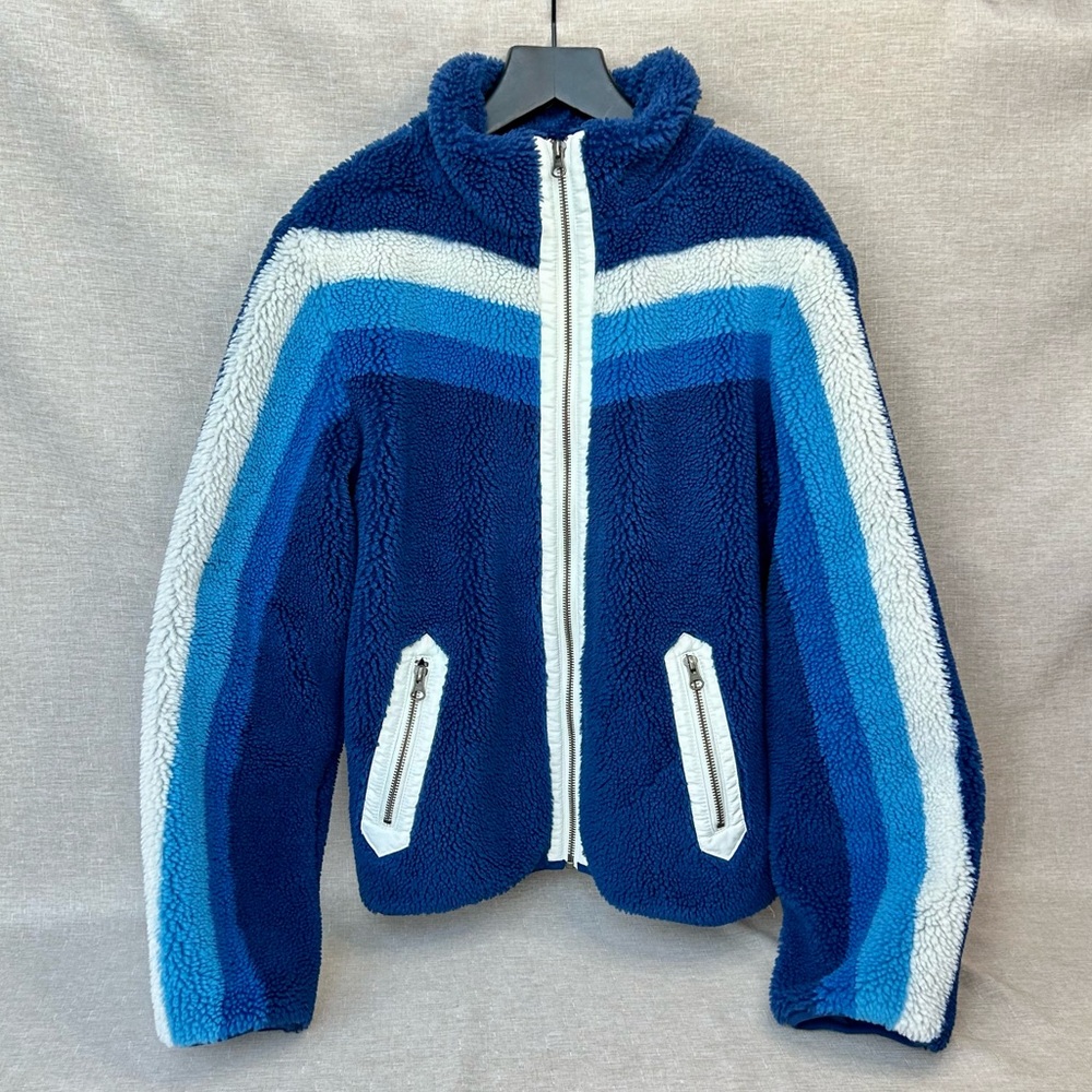 NWOT Faherty Apres Dream Fleece Sherpa Jacket – Chevron Blue Multi Stripe